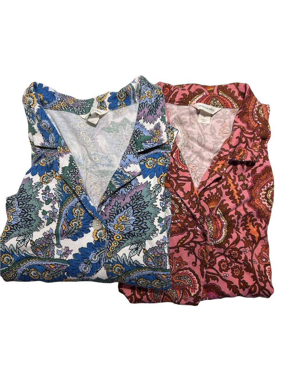 Vera Bradley Paisley Knit Sleep Shirts / Lounge‎ Dresses Size Medium Set of 2